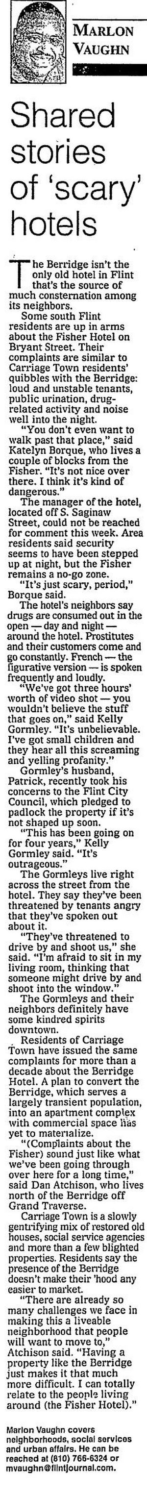 Fisher Hotel - August 2003 Article (newer photo)